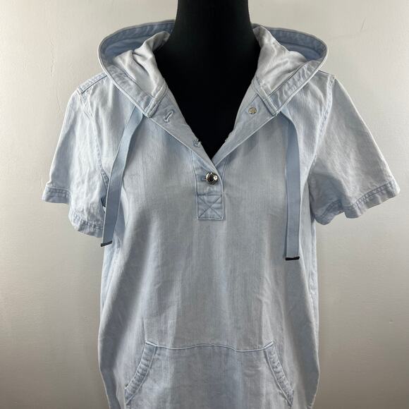 MARC BY MARC JACOBS Sunbleached Pale Indigo Cotton Short Sleeve Shirt Dress Sz M - Picture 3 of 10